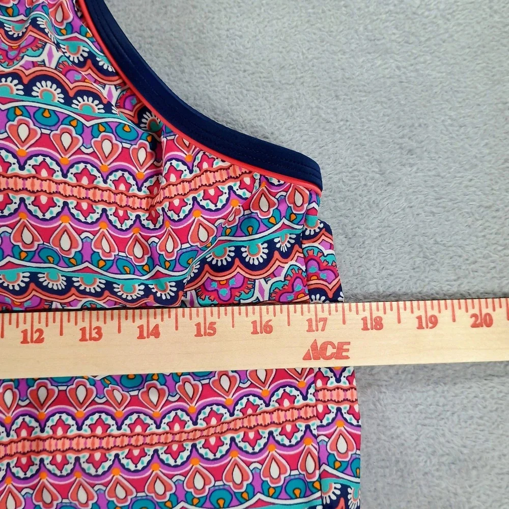 South Point Womens Tankini Top Multicolor Paisley Geometric Print L Halter